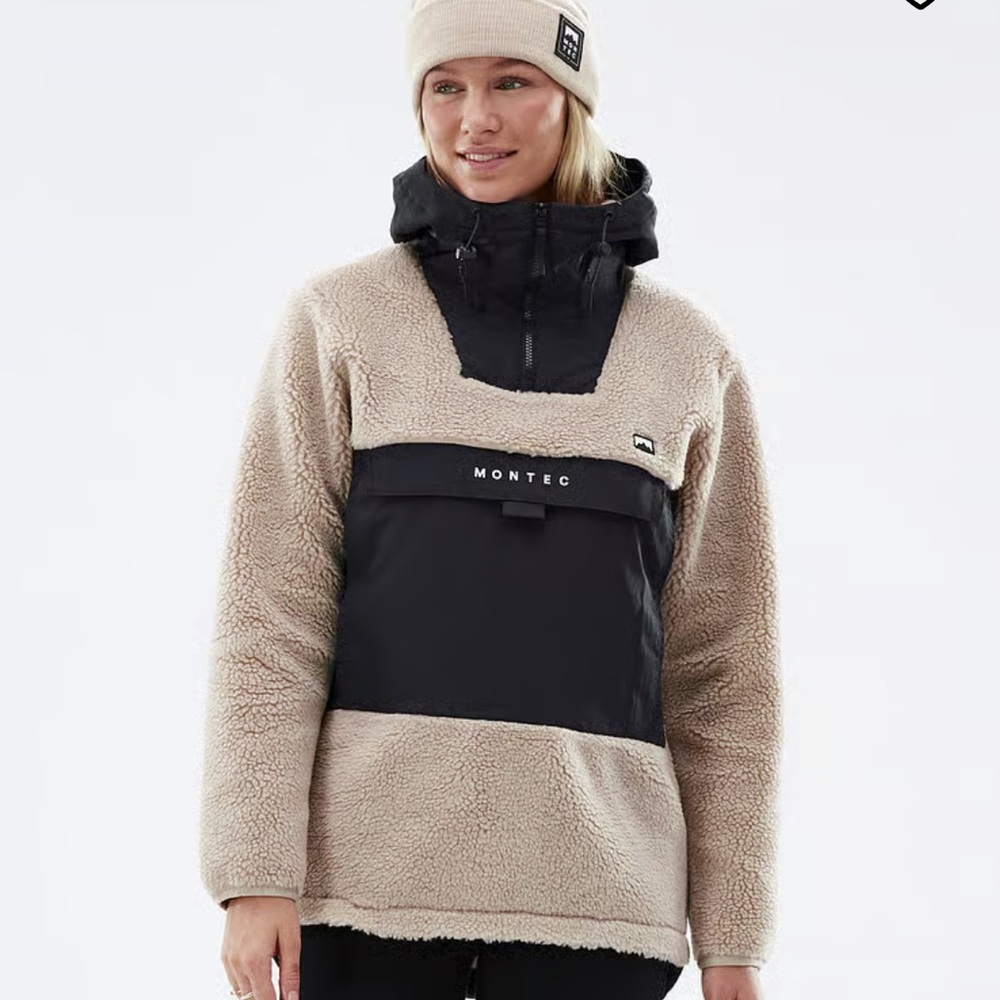 Montec Womens Lima Fleece Sherpa Hooded Pullover Size M Beige Outdoor Ski